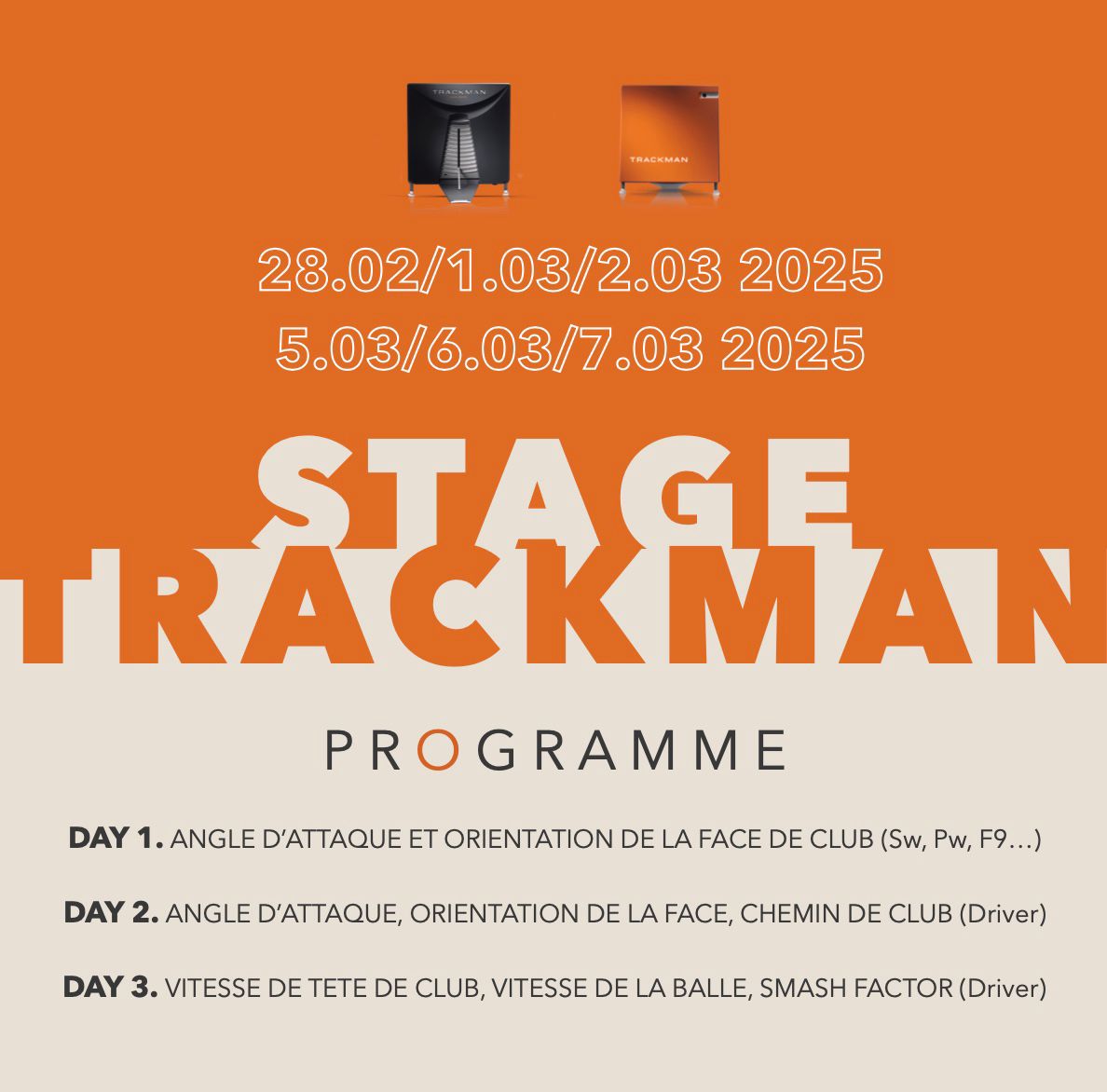 Stage avec l'aide du trackman proposé par Clément